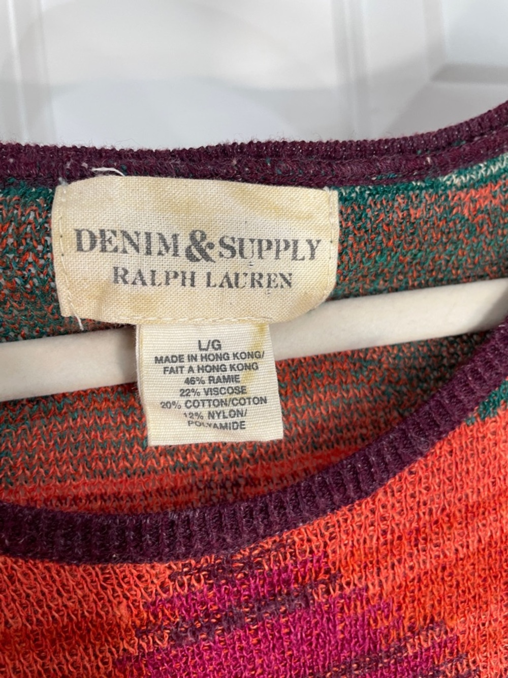 Denim & Supply Ralph Lauren Top Large Relaxed Geometric Aztec Sweater Multi - Picture 8 of 12